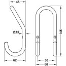 Häfele Möbel Garderobenhaken aus Edelstahl mit 2 Haken 145x60mm aluminiumfarben