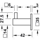 Häfele Möbel Garderobenhaken eckig aus Edelstahl 42x35mm matt gebürstet