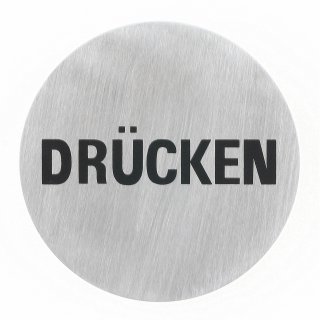 Häfele Symbol Hinweisschild Türschild "Drücken" 75mm rund Edelstahl matt