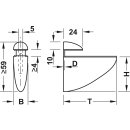 Häfele Klemmtablarträger Bodenträger für Holz und Glas 4-18mm verchromt poliert