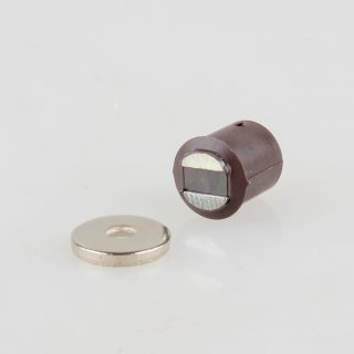 H&auml;fele Magnetverschluss Schn&auml;pper zum Einleimen f&uuml;r 9mm Bohrung Haftkraft 1.8kg braun