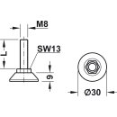 Häfele M8 Verstellschraube Regulierschraube Stellschraube Stellfuß Möbelfuß mit Kunststoff Fußteller 30mm