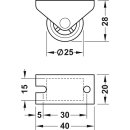 Häfele Apparaterolle Bockrolle Lenkrolle Möbelrolle mit weicher Gummi Lauffläche 25mm