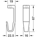 H&auml;fele Mittel-Deckentr&auml;ger Halterung in schwarz 67x16x19mm f&uuml;r Schrankrohre Schrankstangen Kleiderstangen