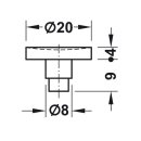 Häfele Glasbodenträger H2047 Durchmesser 20mm für Glastische (20 Stück)