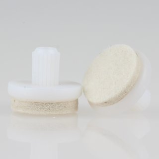 Filzgleiter 24 mm weiß mit Zapfen zum Einsetzen in 10 mm Bohrungen