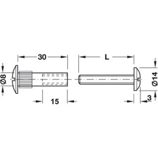 Häfele M6 Verbindungsschraube Metall f.Holzdicke 32-42mm