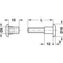 Häfele M6 Verbindungsschraube Stahl/Kunststoff weiß für Holzdicke 30-39 mm