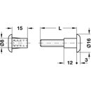 Häfele M6 Verbindungsschraube Stahl/Kunststoff weiß für Holzdicke 34-43 mm