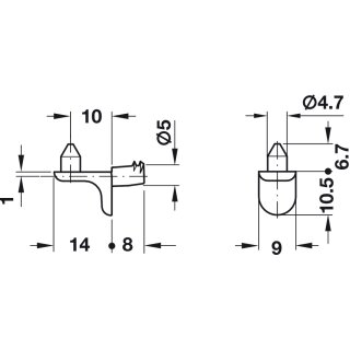 Häfele Bodenträger für Holzböden mit 2 Keilnasen 12,5 kg Traglast