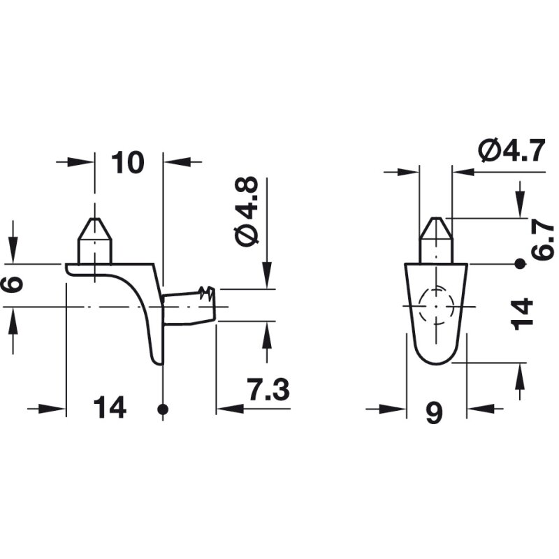 Häfele Bodenträger für Holzböden mit 2 Keilnasen 15,6 kg Traglast, 0,60