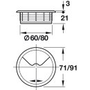 Häfele Kabeldurchführung Kabeldurchlass rund 60mm Kunststoff weiß