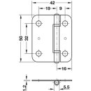 Häfele Aufschraubband Scharnier für Faltschiebetüren 52x42mm verzinkt