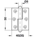 Häfele Aufschraubband Scharnier 50x40mm vermessingt Anschlag links