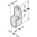 Häfele Schrankrohrlager Kleiderstangen-Halterung für Schrankrohr oval 30x15mm mit 3 Schraublöcher schwarz