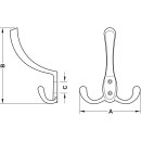 Häfele Möbel Garderobenhaken Hut- und Mantelhaken 3 Haken vermessingt