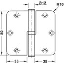 Häfele Aufschraubband Scharnier 80x82mm Edelstahl matt Anschlag rechts
