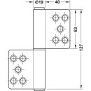 Häfele Aufschraubband Scharnier 127mm Edelstahl matt Anschlag links rechts