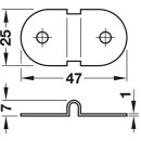 Häfele Plattengriff für Zargentische aus Stahl 47x25mm vernickelt