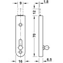 Häfele Möbelriegel Riegel gekröpft 70x16mm vermessingt