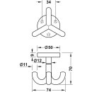 Häfele Garderobenhaken Deckenhaken aus Kunststoff mit 3 Haken 50x70mm aquablau