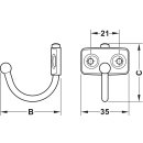 Häfele Möbel Garderobenhaken Schaukelhaken aus Edelstahl 43x35mm Hakenlänge 36mm