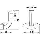 Häfele Möbel Garderobenhaken aus Metall 73x65mm mit 2 Haken verchromt poliert